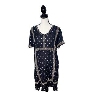 Garnet Hill Womens Black Embridered Dress Size Medium Beach Swim Cover Castle